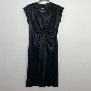 Vintage satiny sequins insert ruched dress